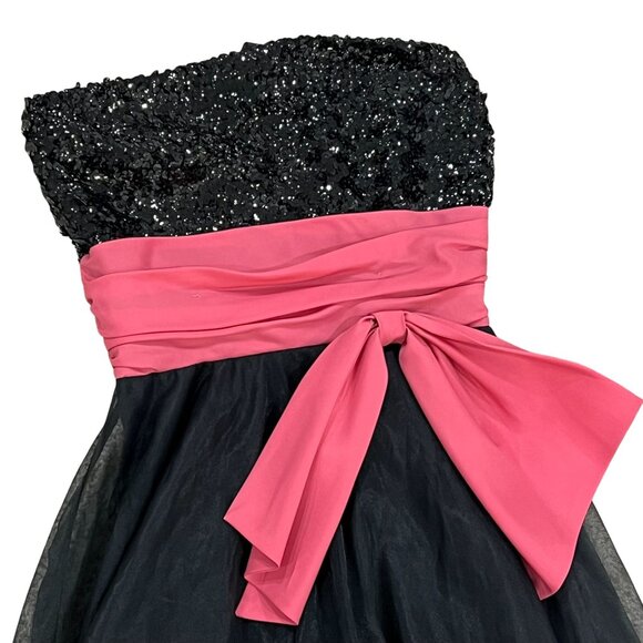 STUNNING Vintage 50s Black Sequin Princess Strapless Organza Ball Gown Size 9 - Picture 13 of 16